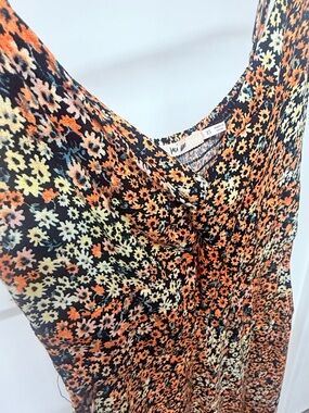 Francesca's Collections Black Floral Jumpsuit with Orange & Yellow Blooms